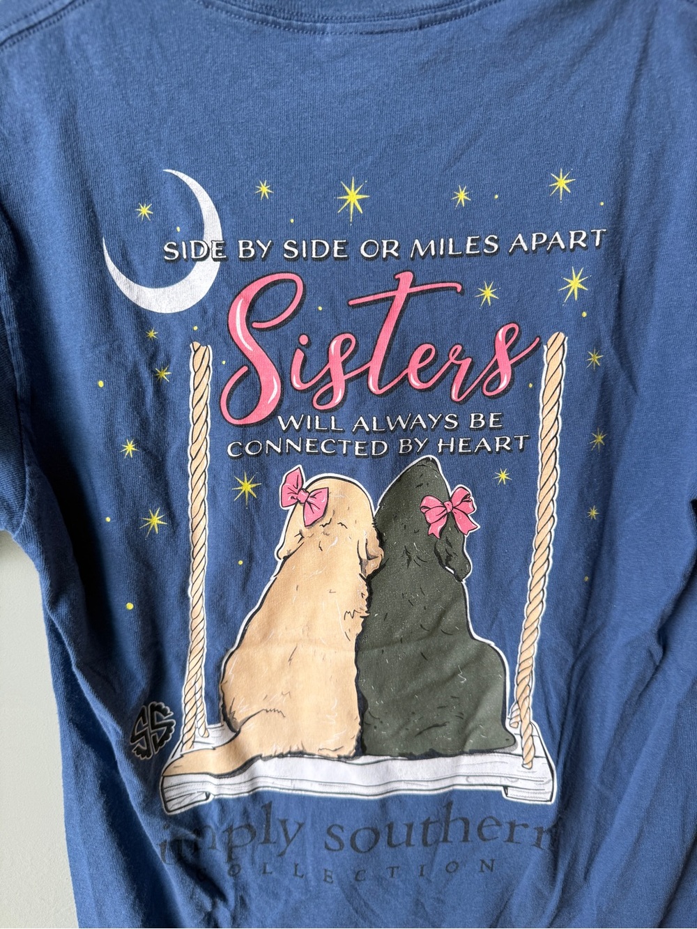 Simply Southern Sisters Graphic Tee Blue Short Sleeve Small - Picture 6 of 6